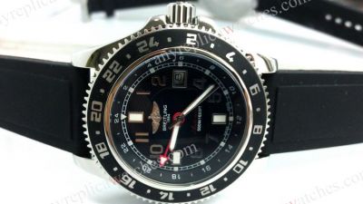 Copy Breitling GMT Mens Watch Black Rubber band
